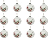 thumbnail of Weihnachtskugeln 8cm Glas Christbaumkugeln Beerenzweige Schnee transparent klar