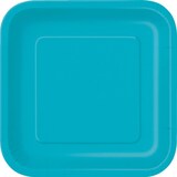 thumbnail of 16 kleine eckige Teller türkis