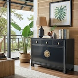 thumbnail of OPIUM OUTLET Asia Möbel Kommode Schrank Sideboard Hochzeitsschrank 33083 schwarz /schwarz-blau Landhaus-Stil asiatisch chinesisch orientalisch