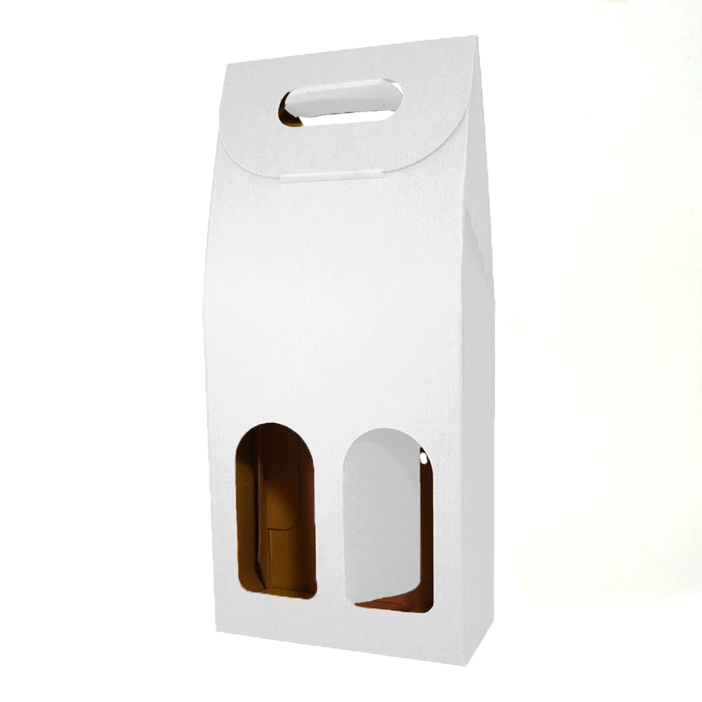 25x Leere weiße Kartonbox für 2 Weinflaschen 18x9x40cm - Verpackung für Weinflaschen für Weihnachts-, Oster-, Geburtstagsgeschenke, für Weinkeller