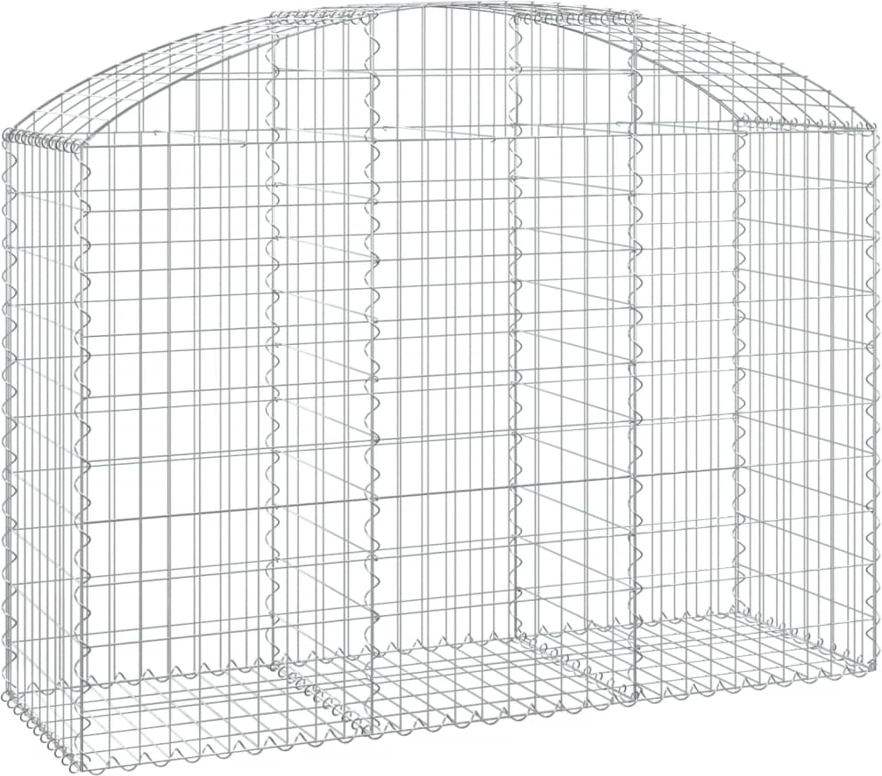 vidaXL Gabione mit Hochbogen 150x50x100/120 cm Verzinktes Eisen