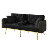 thumbnail of Schlafsofa 175x80 cm aus Samt mit verstellbarer Rückenlehne – elegantes Design für Wohnzimmer und Gästezimmer Schwarz