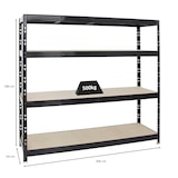thumbnail of PROREGAL Profi Schwerlastregal RHINO | HxBxT 180x200x60cm | 4 Spanplatten-Ebenen 8mm | Fachlast 500kg | Schwarz | Stecksystem Lagerregal Regalsystem