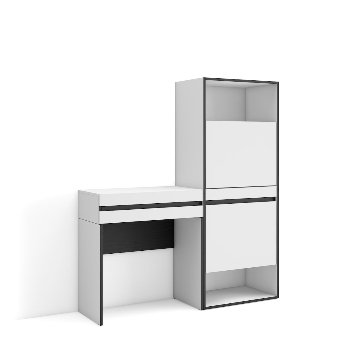 Consola entrada, 130x35x145cm, Recibidor, Zapatero, Blanco _479_3