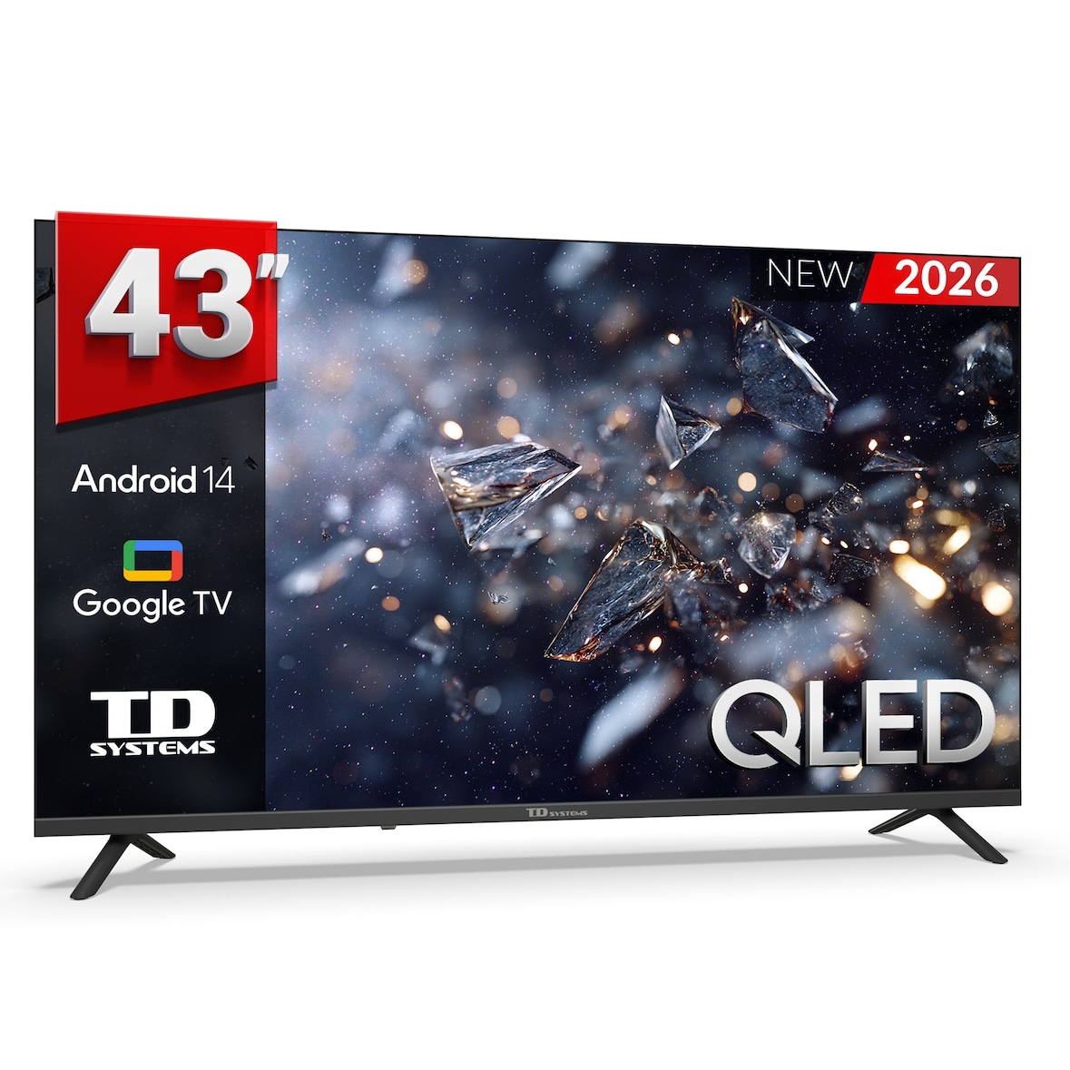 Smart TV 43 pulgadas Qled 4K Hey Google Official Assistant con control por voz. Televisor Android 14 - TD Systems M43C21GLQ