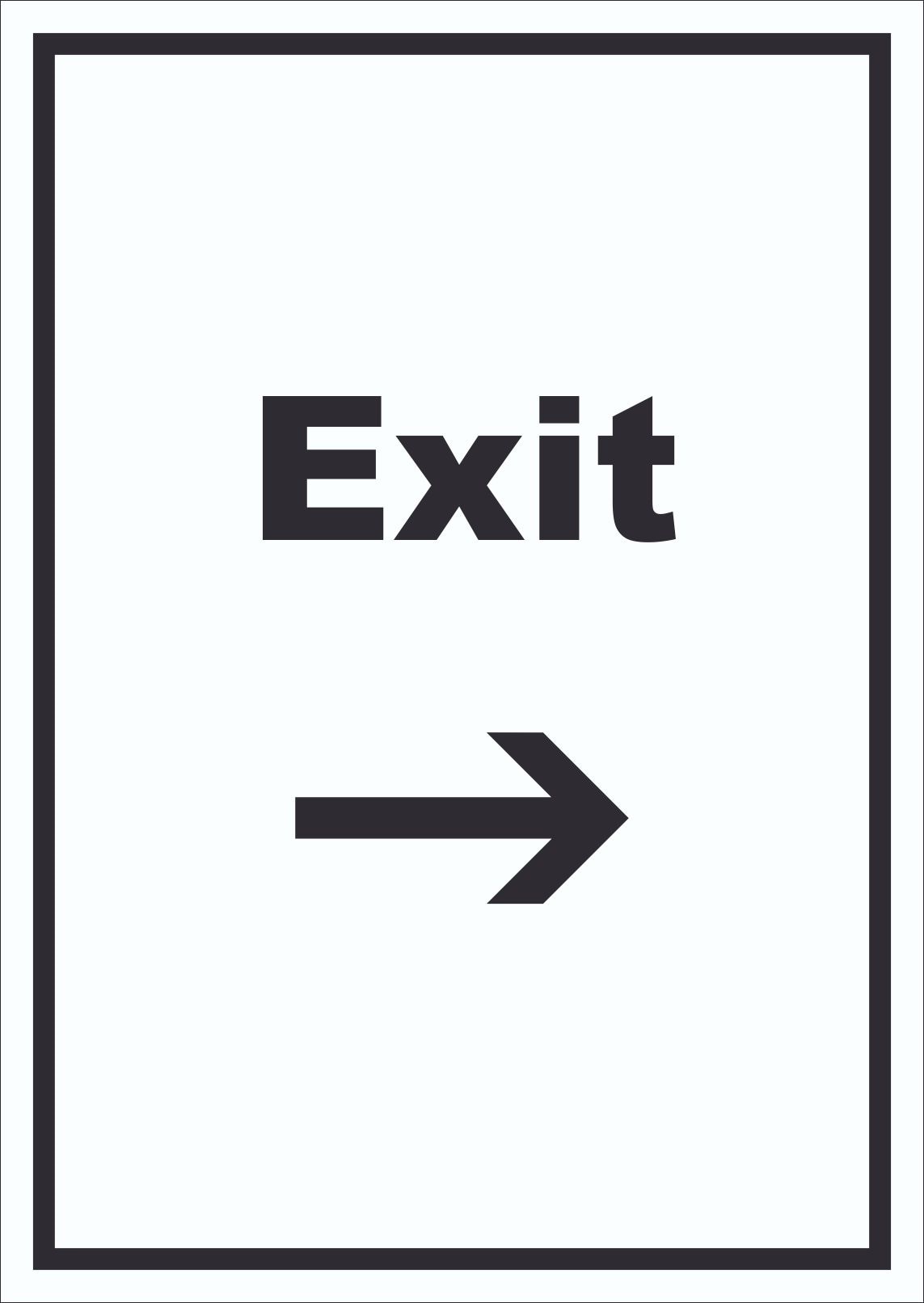 Exit Schild mit Text und Richtungspfeil rechts Ausgang hochkant A4 (210x297mm)