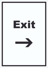 thumbnail of Exit Schild mit Text und Richtungspfeil rechts Ausgang hochkant A4 (210x297mm)