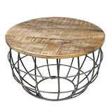 thumbnail of Couchtisch Wohnzimmer-Tisch rund  ø 55 cm  Beistelltisch Metall Gestell Tischplatte Holz massiv : weiß gekälkt