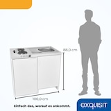 thumbnail of Exquisit Mini-Küche Pantry KK1085 weiss | Kühlschrank mit 76 l Nutzinhalt | Masse-Kochfeld | Edelstahl-Spüle | Spülschrank