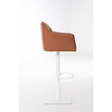 thumbnail of Banco de bar Damaso com revestimento em imitação de pele marrom claro/branco