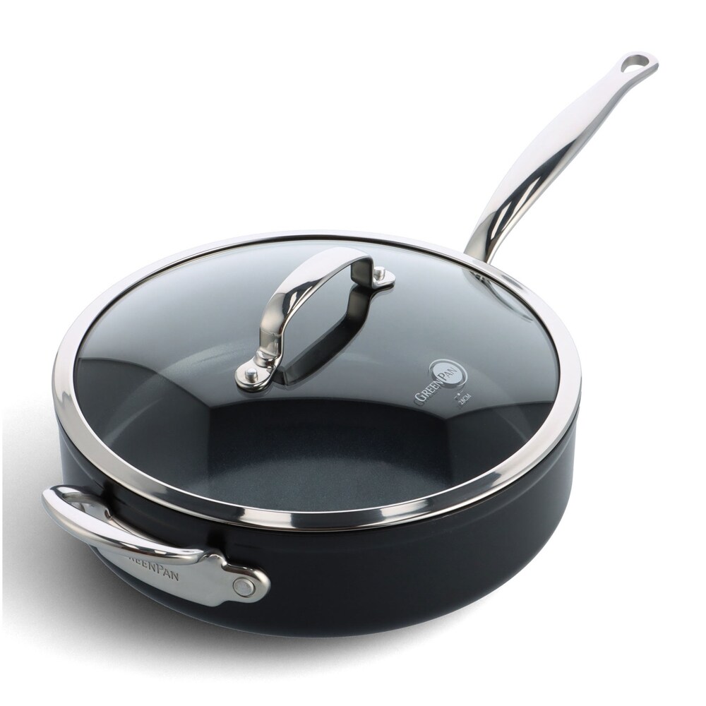 Sauteuse Barcelona pro 28 cm et son couvercle -  420.00 cl Noir Rond Céramique Greenpan 28.00x28.00 cm