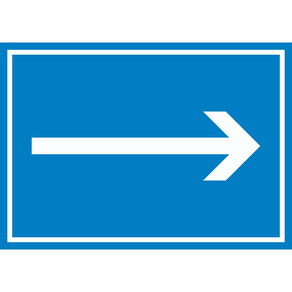 Richtungspfeil rechts Schild waagerecht weiss blau Pfeil A4 Rückseite selbstklebend