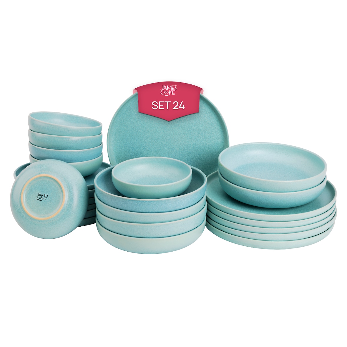 James Cooke Geschirrset Bliss Stoneware 6-Personen 24-teilig in Blau