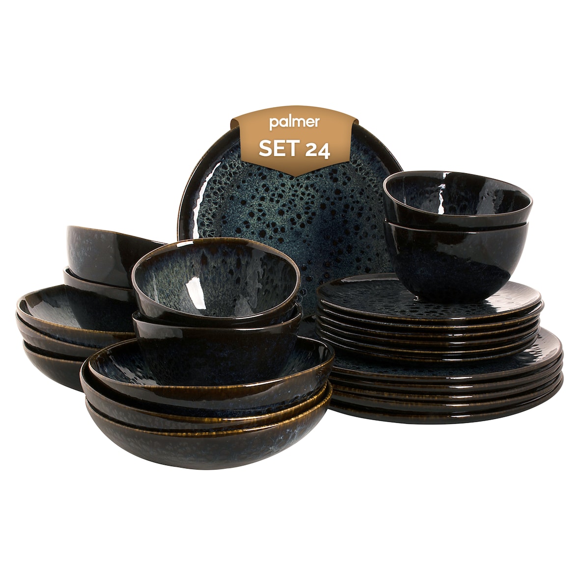 Palmer Serviesset Eccentric Stoneware 6-persoons 24-delig Blauw
