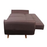 thumbnail of 3er-Sofa HWC-J19, Couch Klappsofa Lounge-Sofa, Schlaffunktion 203cm ~ Stoff/Textil braun