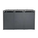 thumbnail of 3er Mülltonnenverkleidung HWC-J82, Mülltonnenbox, erweiterbar, Metall 80kg, anthrazit ~ Kirsche-Holzoptik dunkelbraun