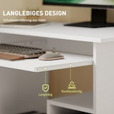 thumbnail of Schreibtisch 80x45x75 cm mit Tastaturablage und Regalfächern aus Spanplatte Melaminbeschichtet platzsparend pflegeleicht Weiß