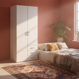 thumbnail of Armadio Con 2 Ante e 3 Cassetti Armadietto Multiuso Design Moderno Salvaspazio Vano Con Barra Appendiabiti E Ripiani 77.6 x 49.5 x 175.4 Cm Bianco