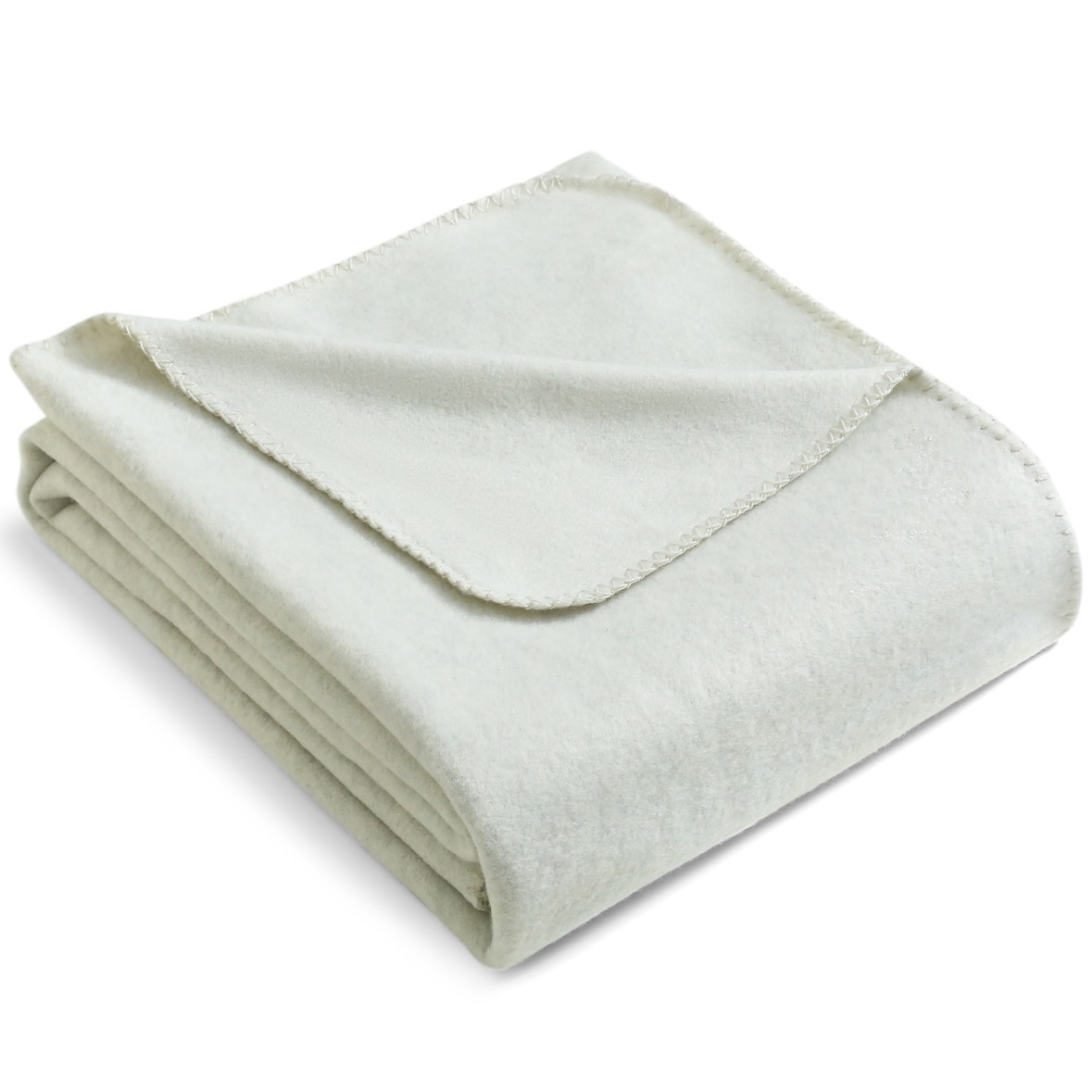 wometo PREMIUM Fleecedecke melange OEKO-TEX 140x190 ca. 700g extra dick - weiß meliert (Bi-Color) mit Anti-Pilling und Qualitäts-Kettelrand weiß