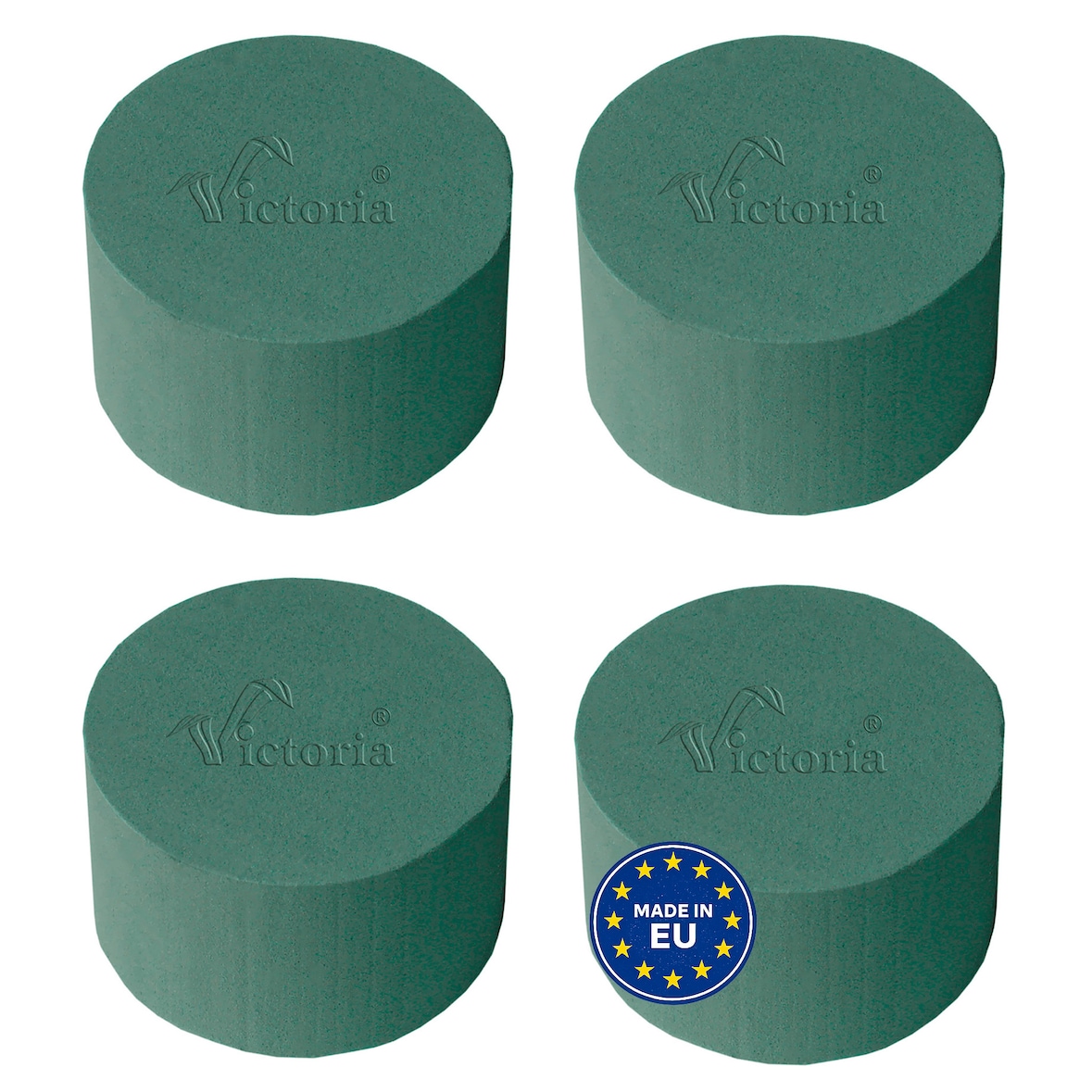 4 Nass Steckschaum Rund 8x5cm Frischblumen Schnittblumen Blumen Steckmasse Steckschwamm Blumensteckschaum Floristik Zubehör Floristikbedarf Uni Grün