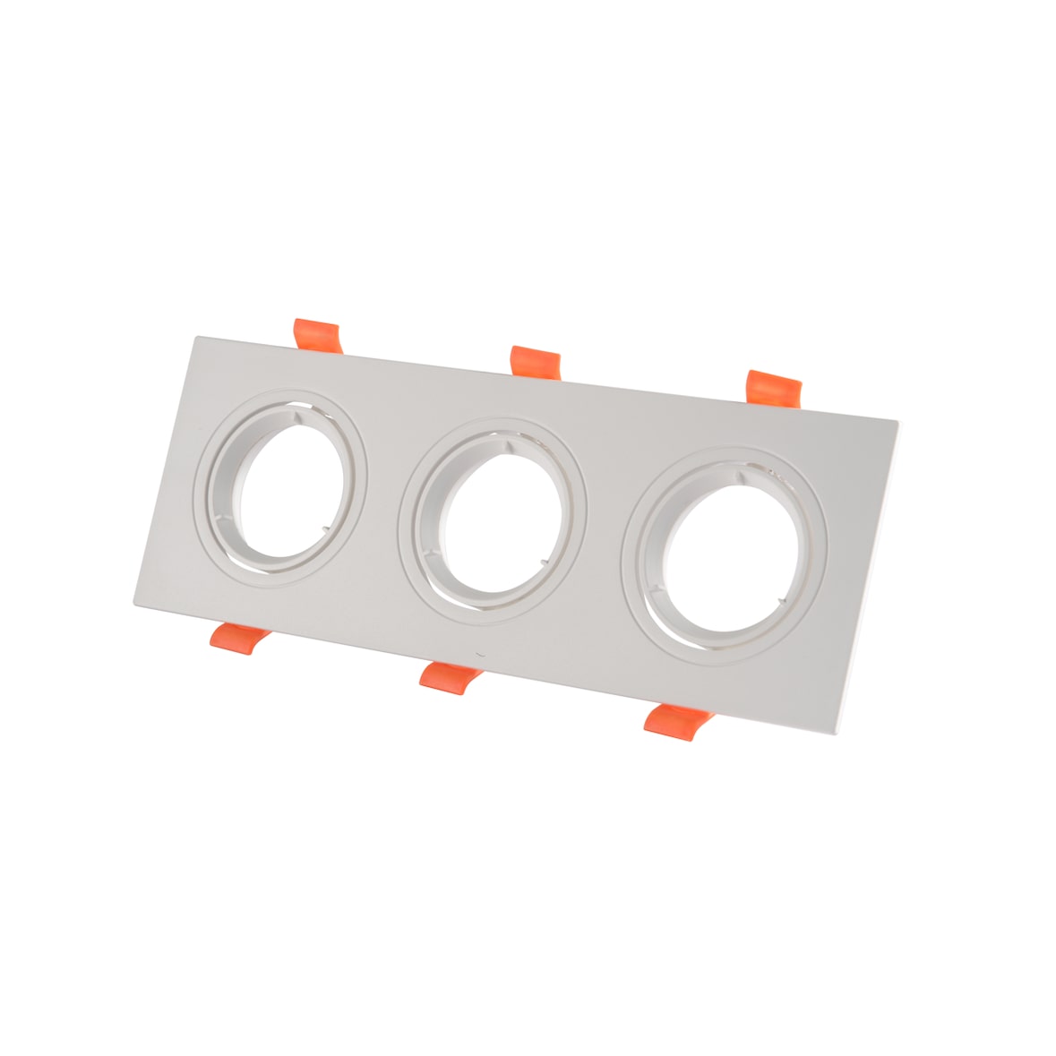 Spot de Moldura Retangular Ajustável Embutido no Teto para 3 Lâmpadas GU10 / MR16 Branco Corte 75 * 235mm Medidas Ø255 * 93 * 45mm sem Led