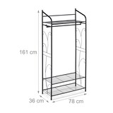 thumbnail of Relaxdays Kleiderständer Metall, Garderobenständer mit Schuh- & Hutablage, offener Kleiderschrank, 161x78x36 cm, schwarz