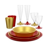 thumbnail of MONOUSO - Herbruikbaar Durable Wijnglazen 200ml PS rode voet (6 Stuks)