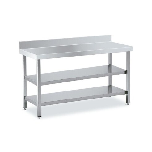 Table Inox de Travail DISTFORM Premium avec Dosseret et 2 étagères - Profondeur 500 mm - QM250200
