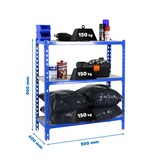 thumbnail of SimonRack Schwerlastregal 900x900x400 mm, 3 Ebenen, Holzböden, 150 kg Tragkraft pro Ebene, Blau - Maderclick