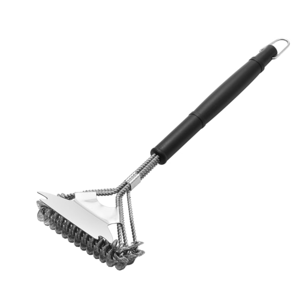 Tarrington House Barbecueborstel 3 in 1, roestvrij staal/verzinkt draad/kunststof, 44 cm, zwart