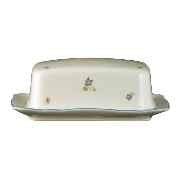 1 x Seltmann Butterdose 1/2 Pfd, Form: Marieluise,  Glasur: elfenbein, Dekor: 30308 Streublume