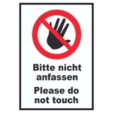 thumbnail of Bitte nicht anfassen Schild Do not touch A4 Rückseite selbstklebend