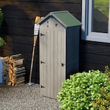 thumbnail of Gartenschrank Holz Grau 77x54,2x179 cm mit Fenster und abnehmbaren Regalen