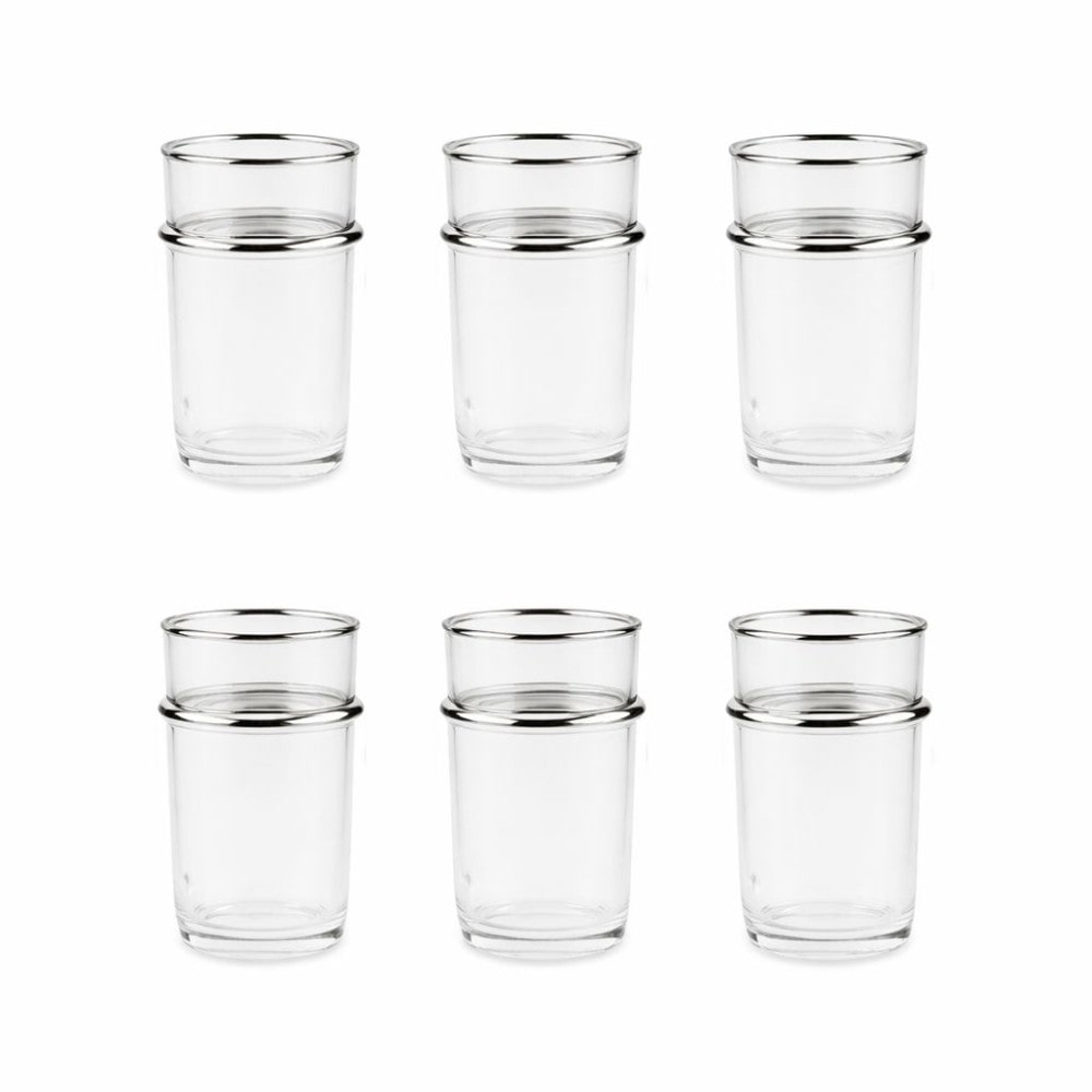 Tasses à thé en verre bords argent 175ml - lot de 6