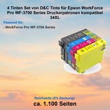 thumbnail of 4 Tinten Set von D&C Tinte für Epson WorkForce Pro WF-3700 Series Druckerpatronen kompatibel 34XL