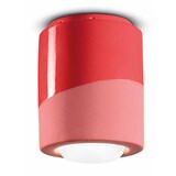 thumbnail of Plafoniera Piccola Vintage Decò Pi Ceramica Rosso Corallo 1 Luce E27