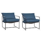 thumbnail of COSTWAY Sling-Akzentstühle, 2er-Set Lounge-Sessel mit Sitz- und Rückenkissen, 71 x 71 x 61 cm, Marineblau