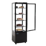 thumbnail of Vitrina refrigerada con puerta curva, 4 estantes, plástico/cristal, 169 x 51,5 x 48,5 cm, refrigeración por aire, 235 L, negra, Polar DP289