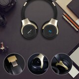 thumbnail of Casque Audio Sans Fil Bluetooth Avec Subwoofer Et Microphone Intégré Or Black YONIS