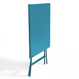 thumbnail of Table de terrasse pliante carrée en acier bleu pacific - Oviala