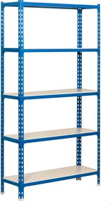 thumbnail of SimonRack Estantería Metálica, 2000x1200x300 mm, 5 Alturas, Bandeja Metal, 200 kg de Punto Flexión, Azul/Blanco - Simonclick