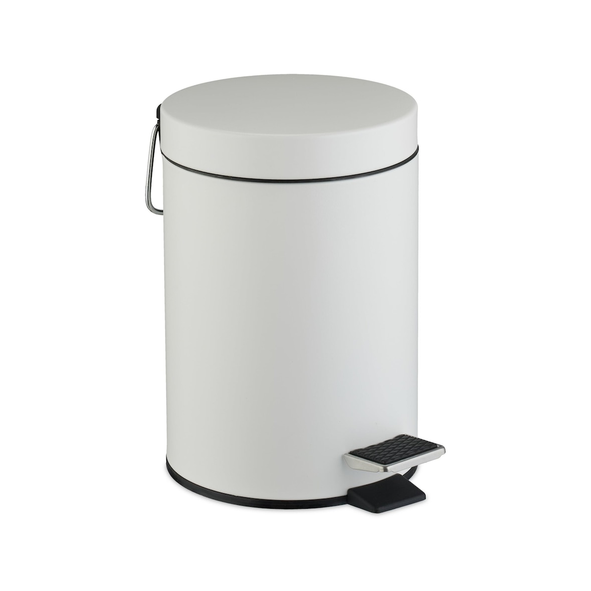 Relaxdays Kosmetikeimer, 3 Liter, entnehmbarer Inneneimer, Metall, Badezimmer & Gäste WC, Mülleimer mit Deckel, weiß