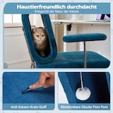 thumbnail of Bürostuhl 77×70×89 mit integrierter Katzenhöhle Katzenbett Ergonomisch Kratzfest Holzrahmen Stoff Komfort Homeoffice Tiermöbel Blau