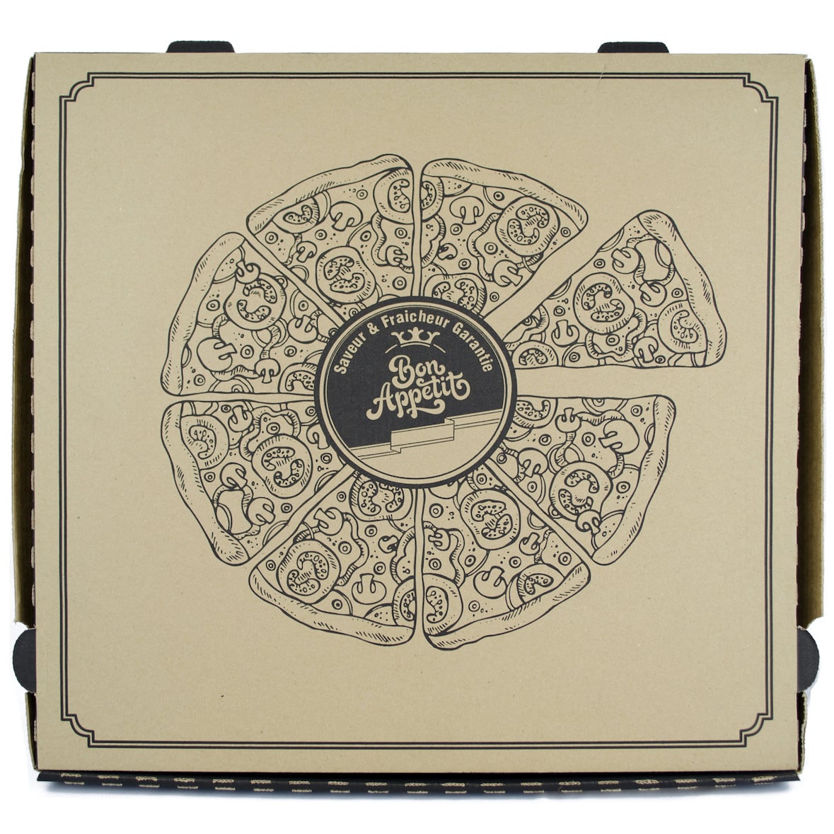 Boîte Pizza Bon Appétit - Carton - 40 x 40 x 4 cm - par 100
