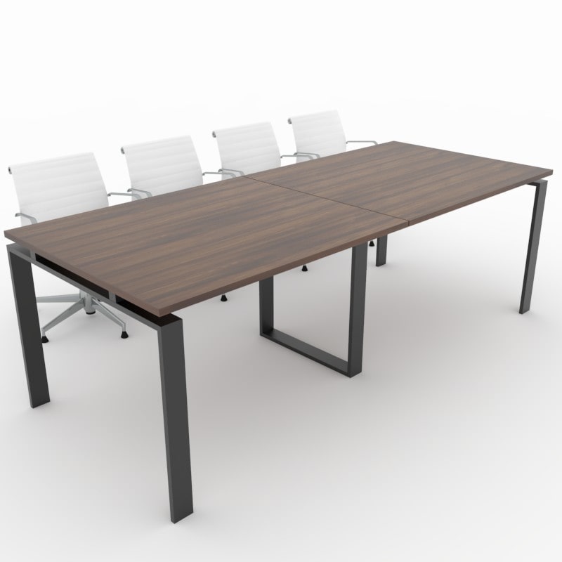 Oficit. Mesa de reuniones. Estructura metálica Marco Abierto negro con tablero nogal. Fabricado en España. Medidas: 240x100cm (largo x ancho)