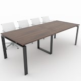 thumbnail of Oficit. Mesa de reuniones. Estructura metálica Marco Abierto negro con tablero nogal. Fabricado en España. Medidas: 240x100cm (largo x ancho)