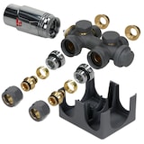 thumbnail of ECD Germany Badheizkörper Mittelanschluss 400×800 mm Anthrazit, gerade, Thermostat-Set (Universal/Eck/Durchgang)
