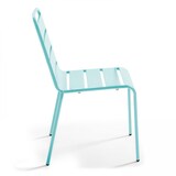thumbnail of Vierkante tafel en 4 turquoise metalen stoelen - Oviala