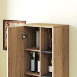 thumbnail of HOMCOM columna de baño de pared armario de baño con compartimentos abiertos y 2 puertas mueble de baño moderno 40x24x141,5 cm natural