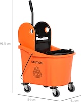 thumbnail of Reinigungswagen 54x41x92 cm Orange mit 36 L Fahreimer und Abwärts Press Auswringer, Wassertrennung, leise Lenkrollen, Metallgriff